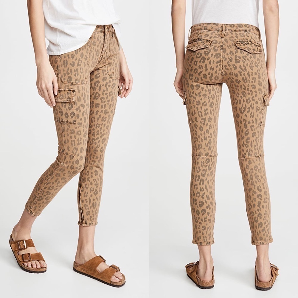 FRAME Cheetah Cargo Skinny Jeans Stretch Mid-Rise‎ Cropped Size 28 NWT